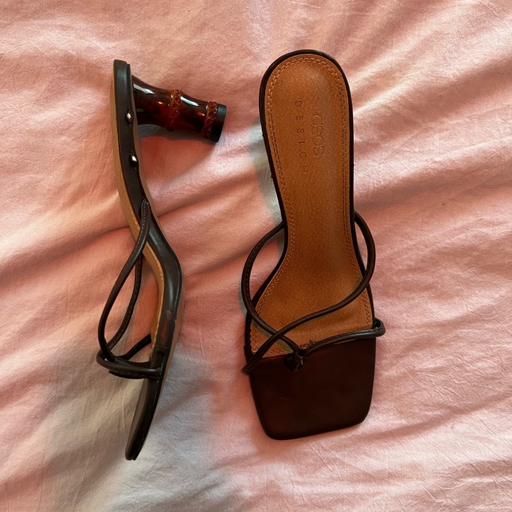 Women's Brown Strappy Kitten Heels